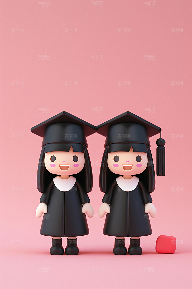 3D毕业生学生卡通模型