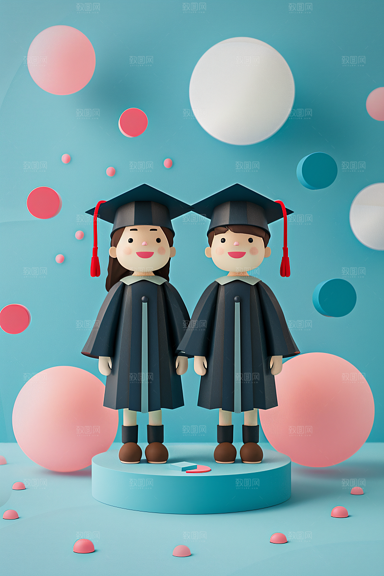 3D毕业生毕业季学生模型