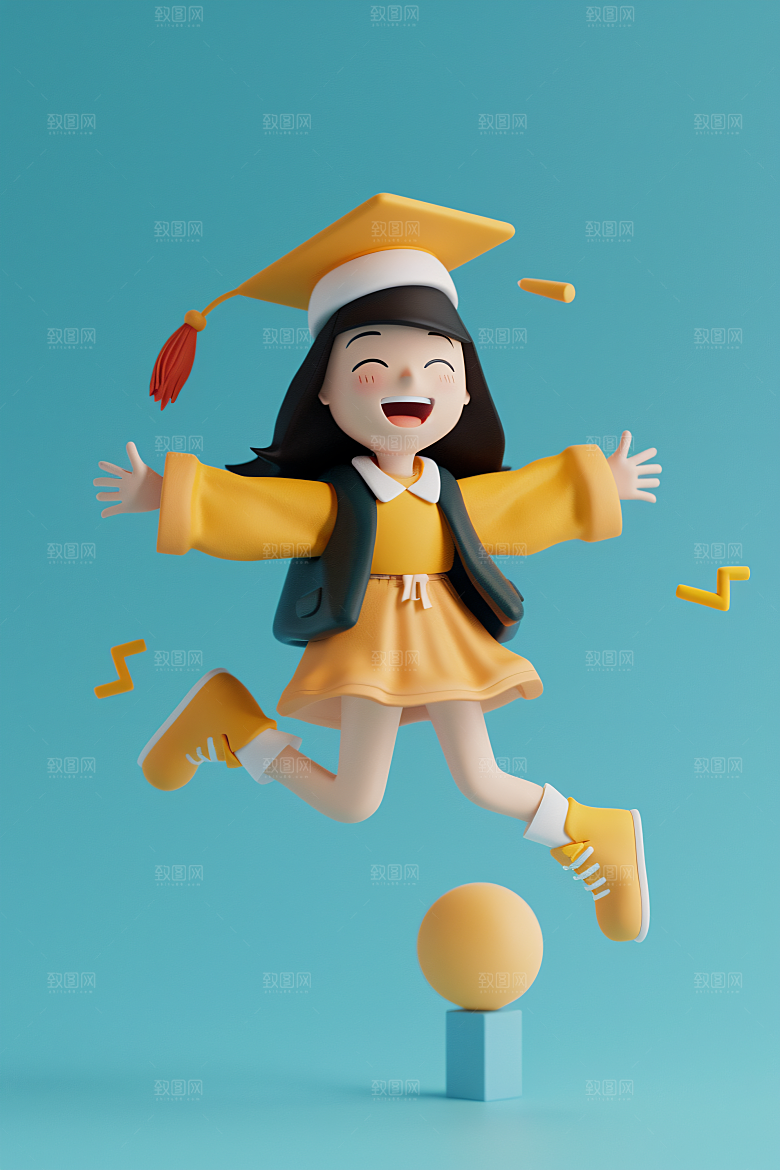 3D毕业生形象粘土人模型