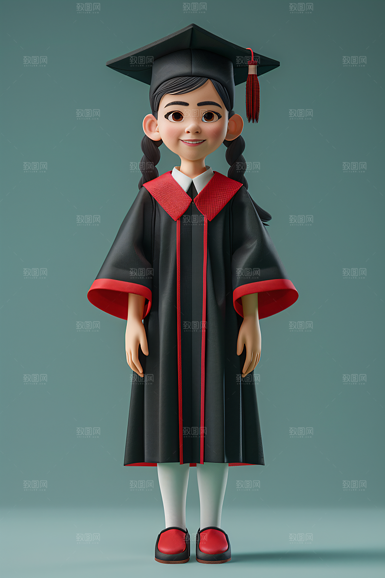 3D毕业生毕业季卡通模型
