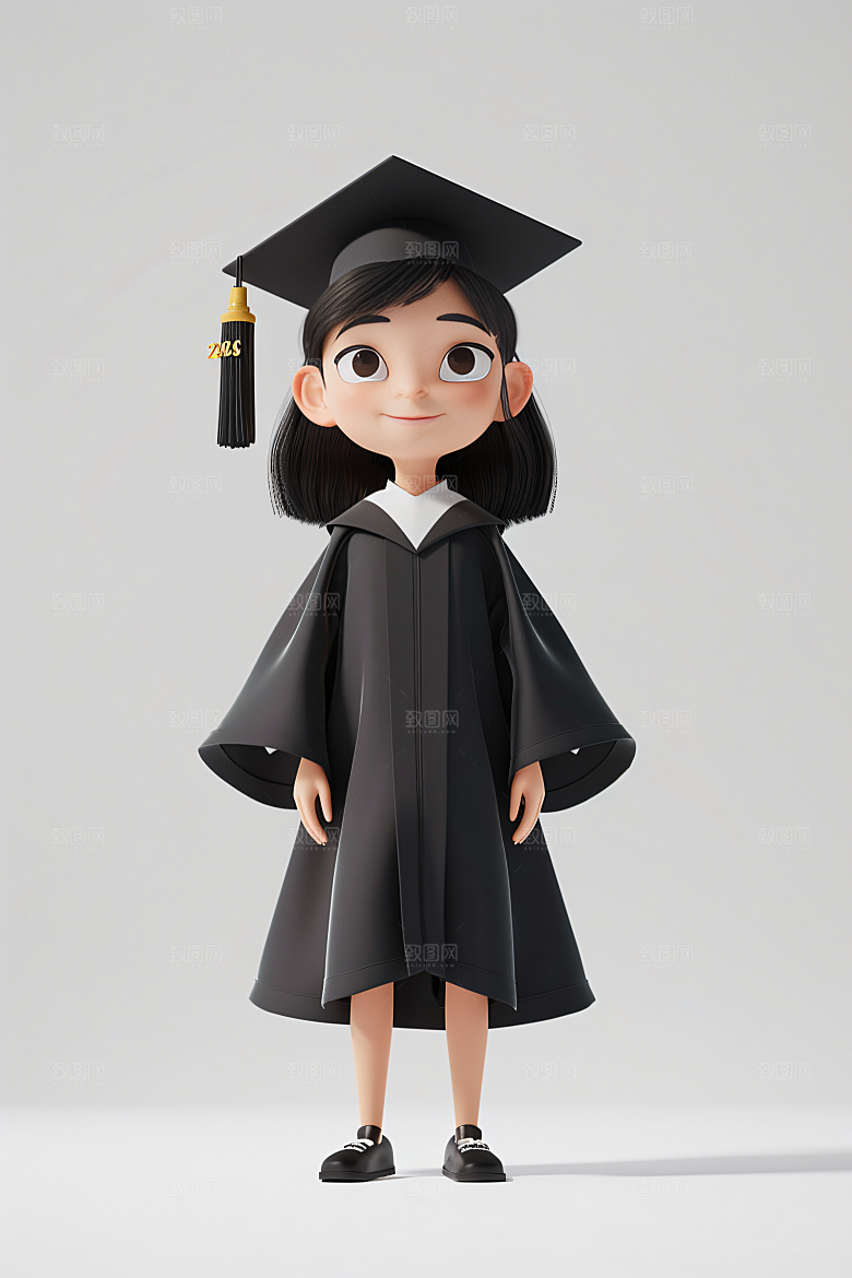 3D毕业生学生全身照模型