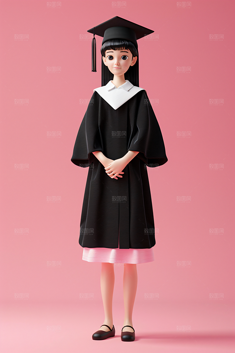 3D毕业生粘土人立体模型
