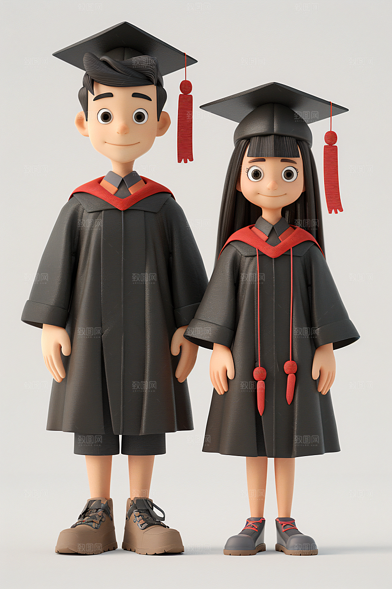 3D毕业生毕业季学生模型