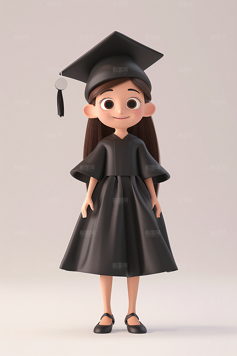 3D毕业生粘土人学生模型