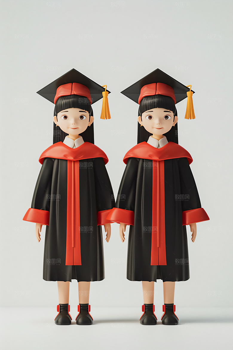 3D毕业生肖像学生模型