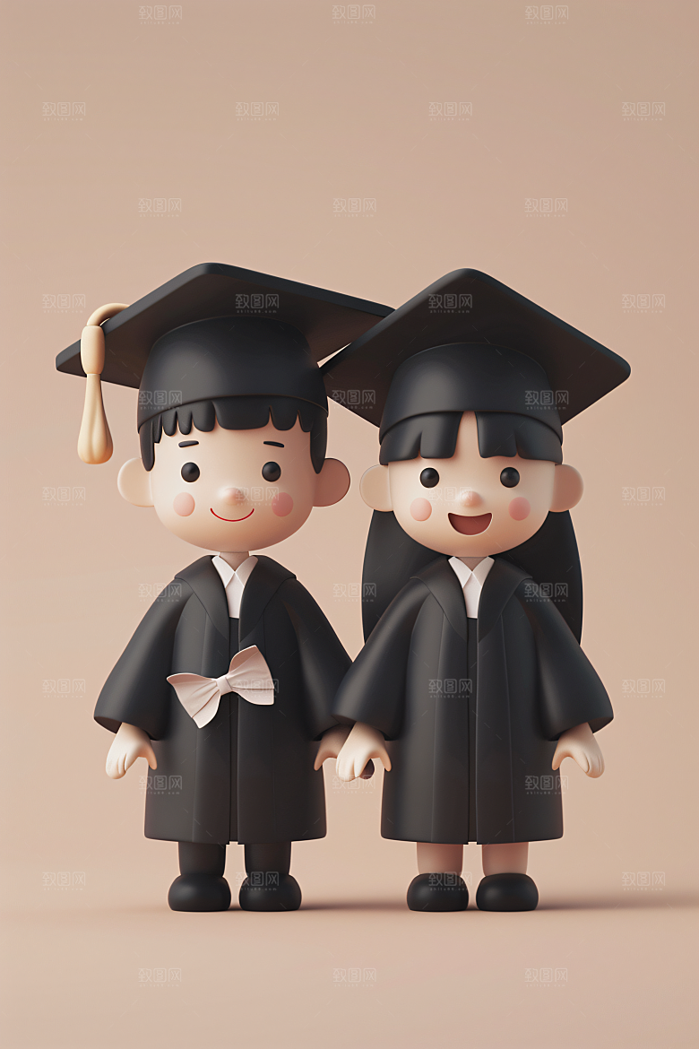 3D毕业生C4D纯色背景模型