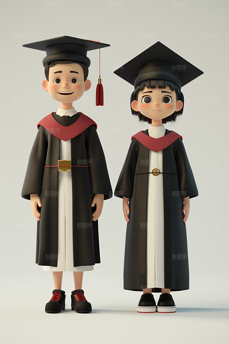 3D毕业生肖像粘土人模型