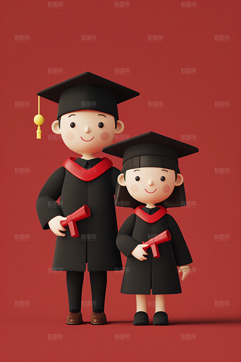 3D毕业生毕业季学生模型