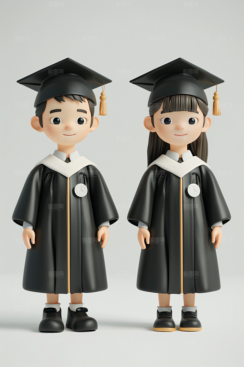 3D毕业生学生全身照模型
