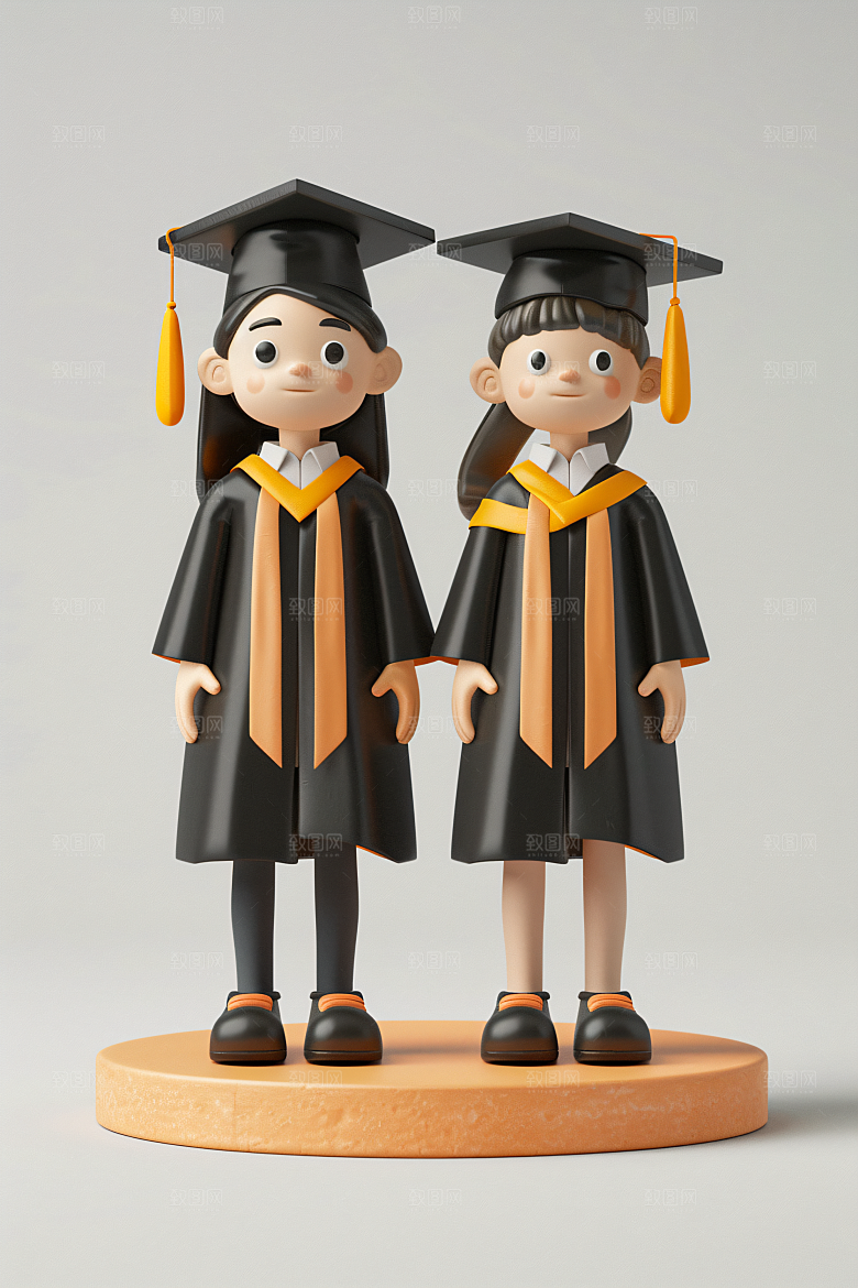 3D毕业生毕业季学生模型