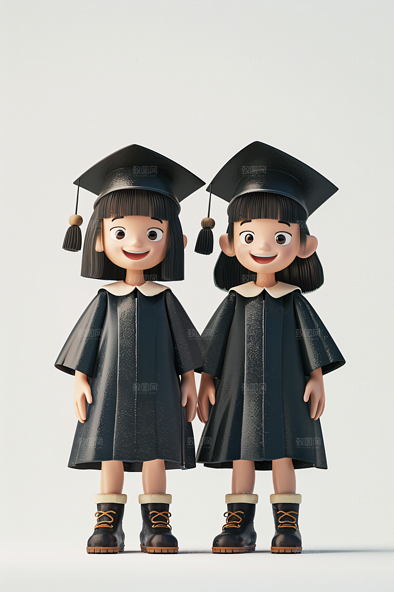 3D毕业生高清学生模型