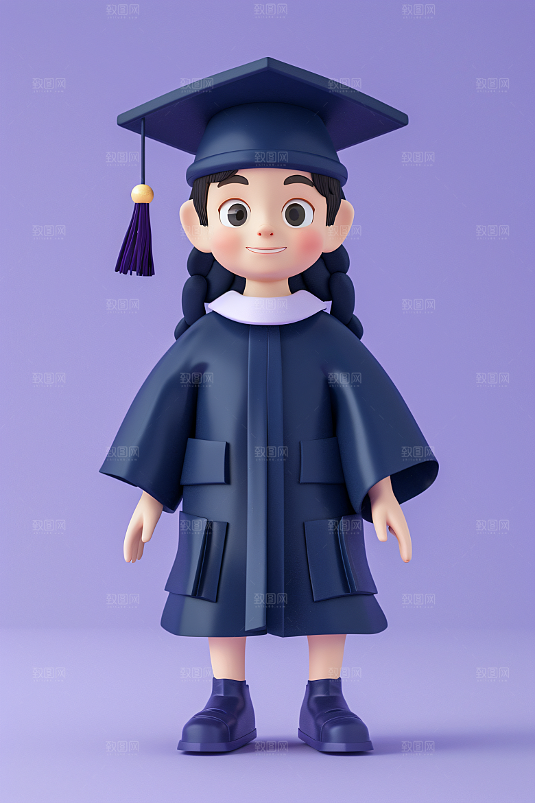 3D毕业生学生全身照模型
