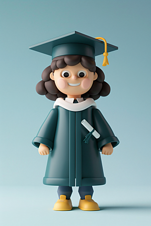 3D毕业生学生肖像模型