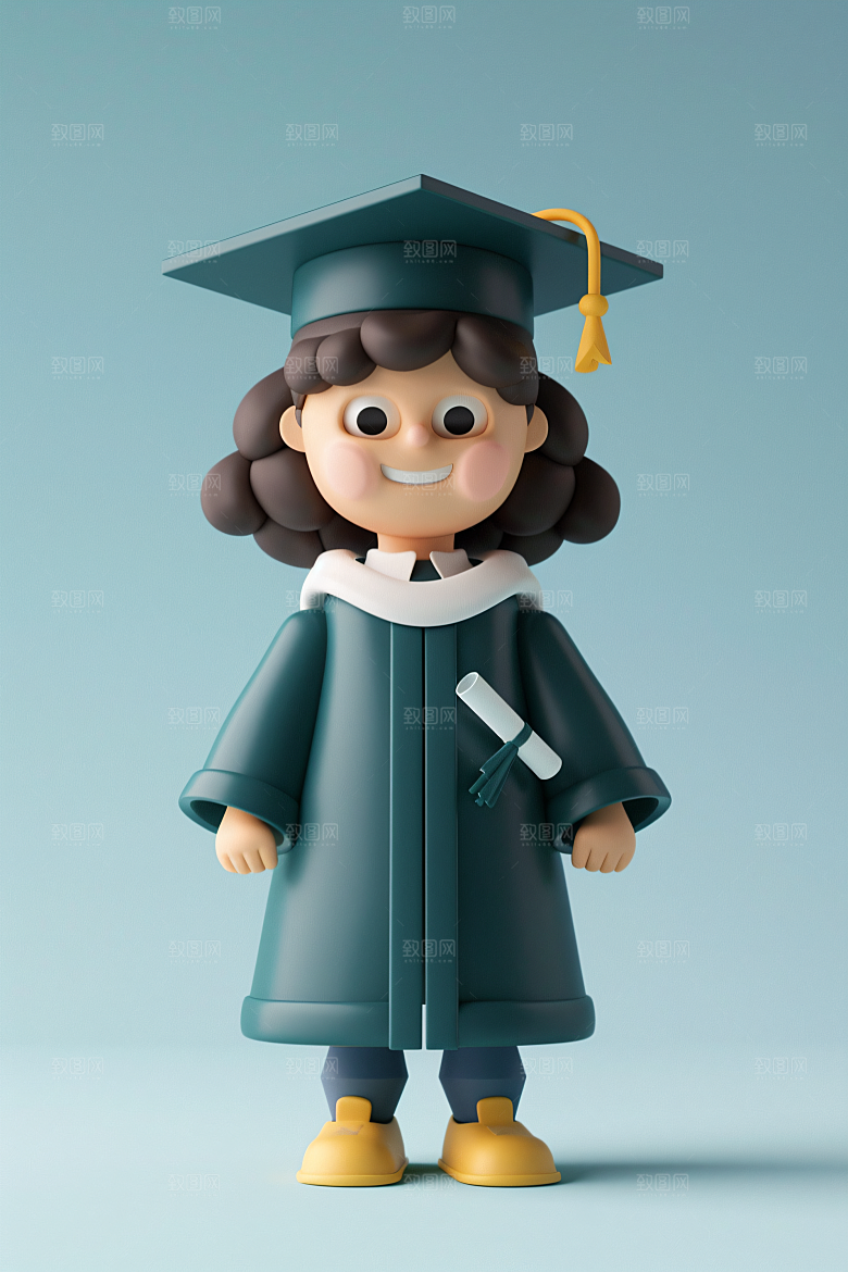 3D毕业生学生肖像模型