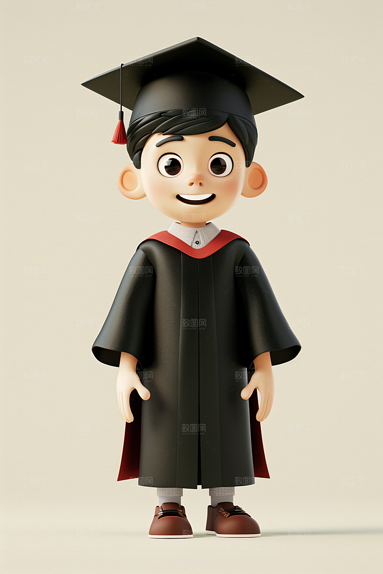 3D毕业生学生全身照模型