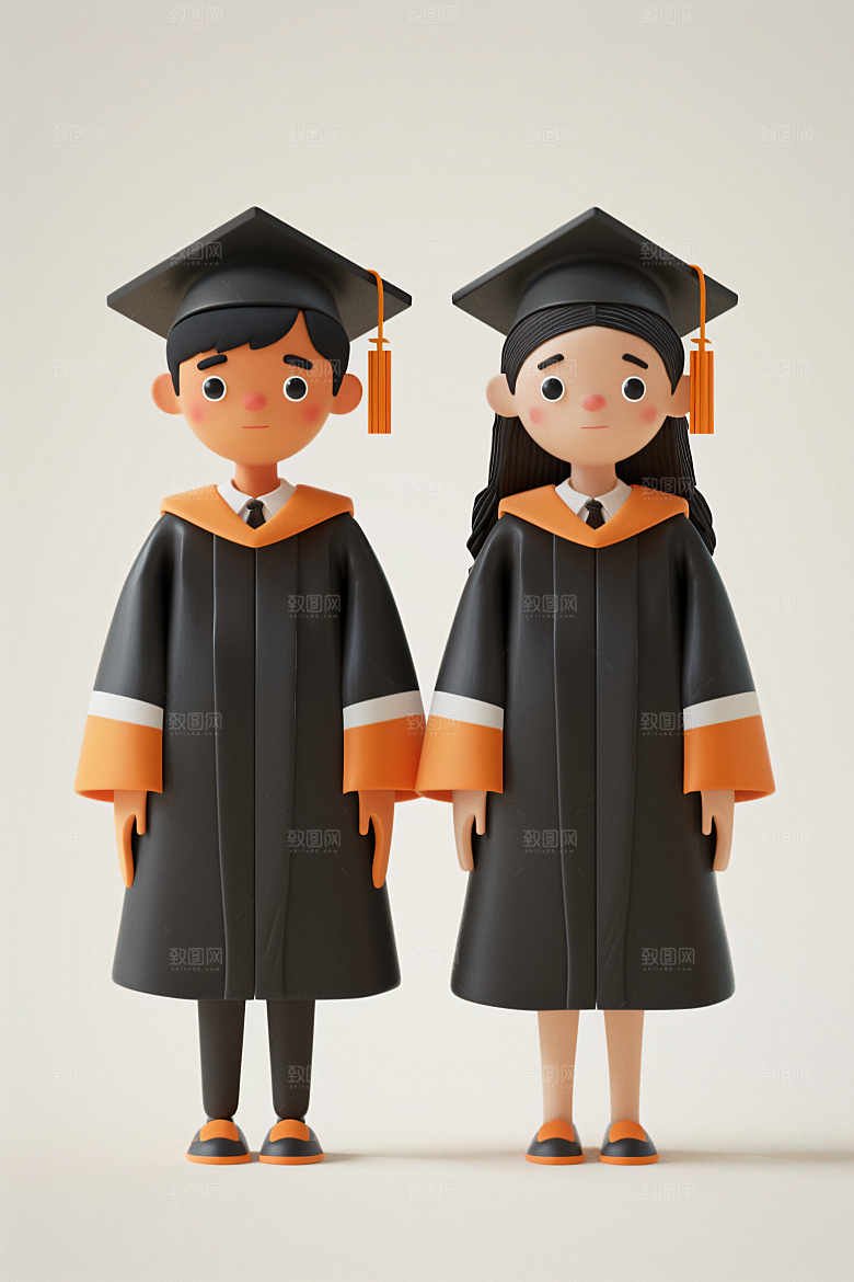 3D毕业生毕业季学生模型