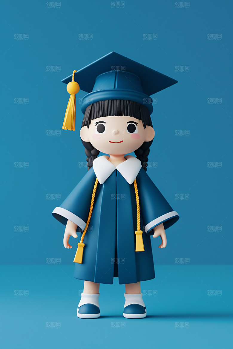 3D毕业生粘土人形象模型