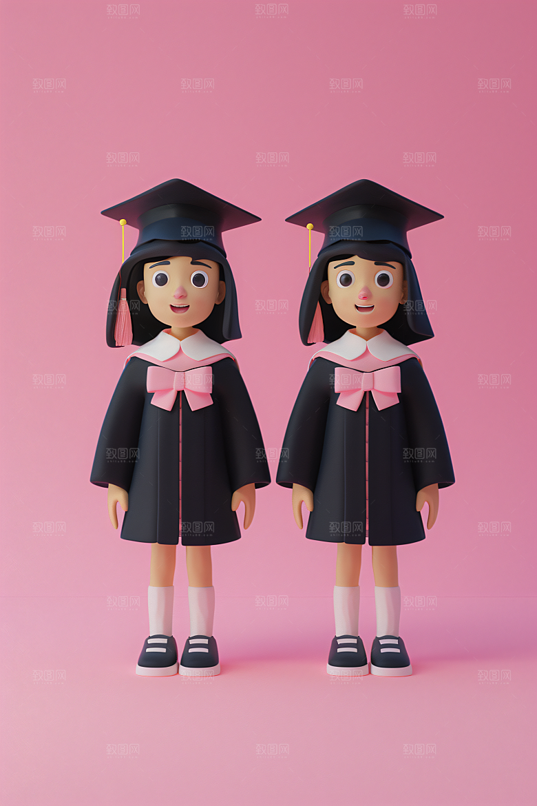 3D毕业生肖像学生模型