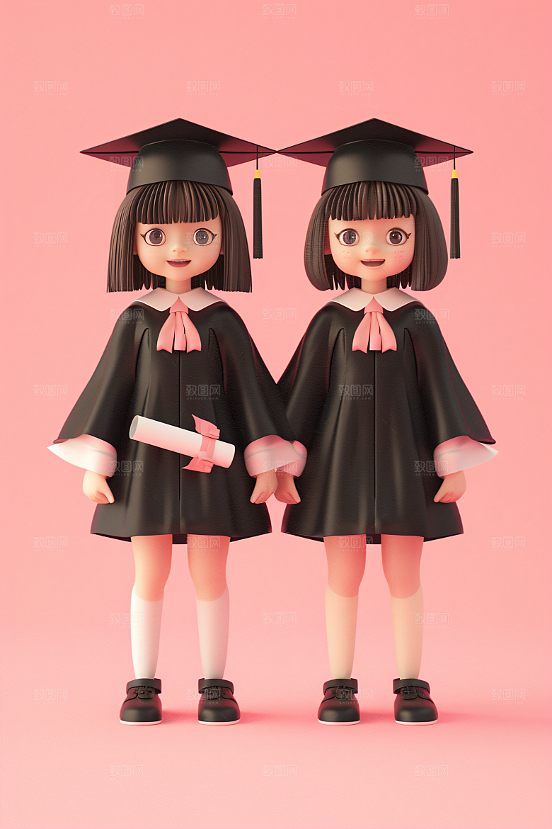 3D毕业生肖像粘土人模型