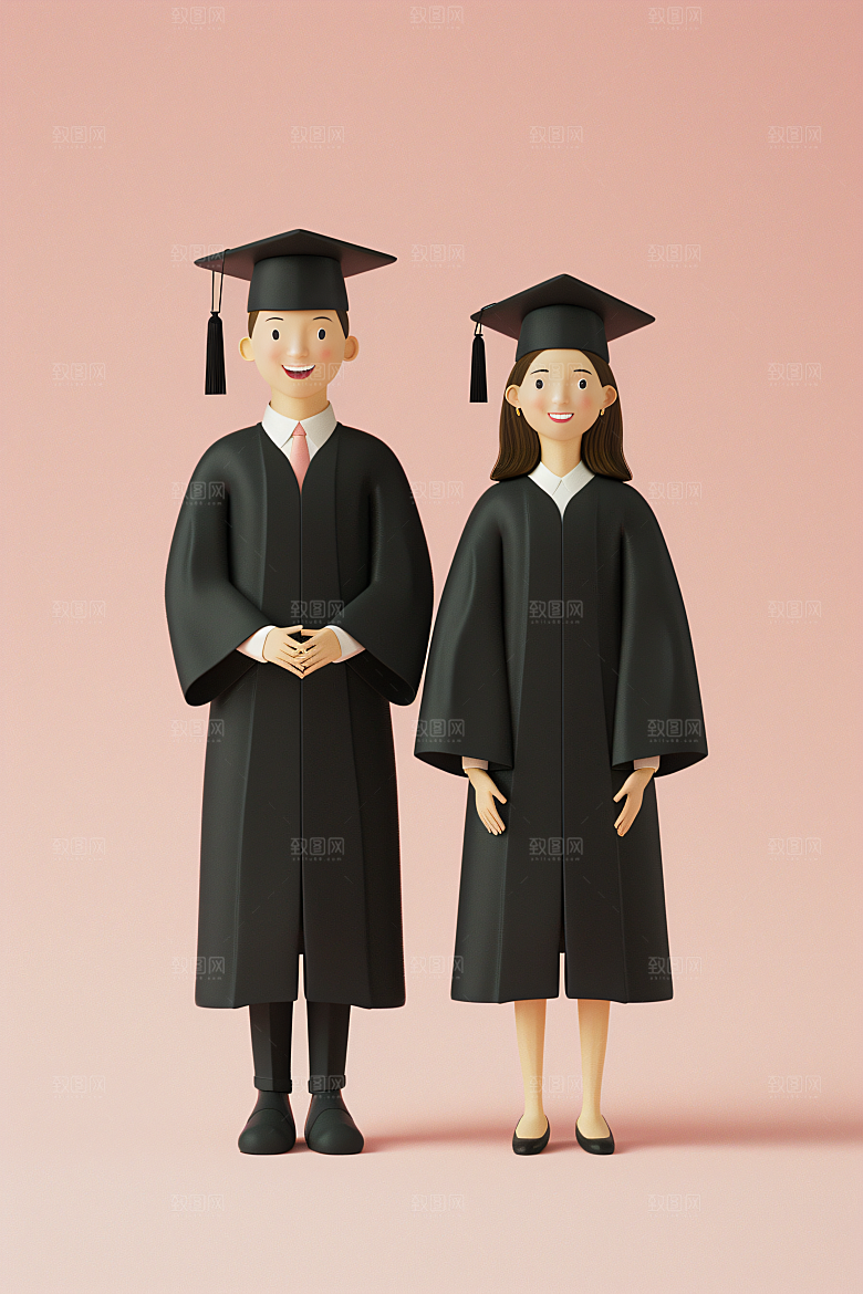 3D毕业生毕业季学生模型