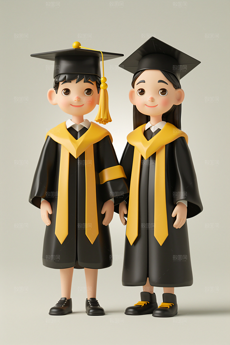 3D毕业生全身照学生模型