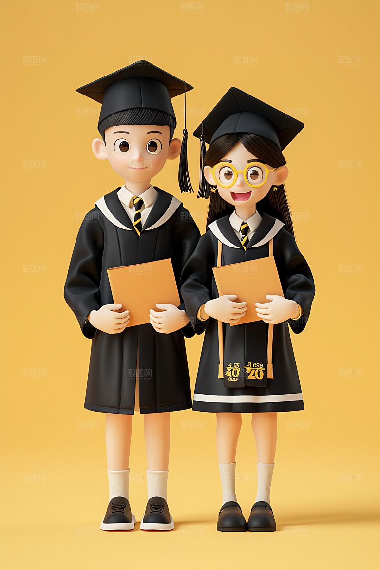 3D毕业生立体学生模型