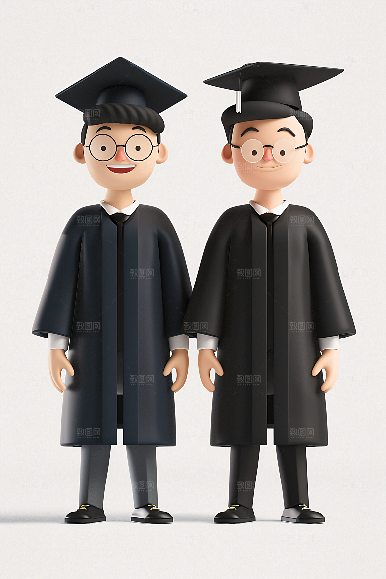 3D毕业生全身照卡通模型