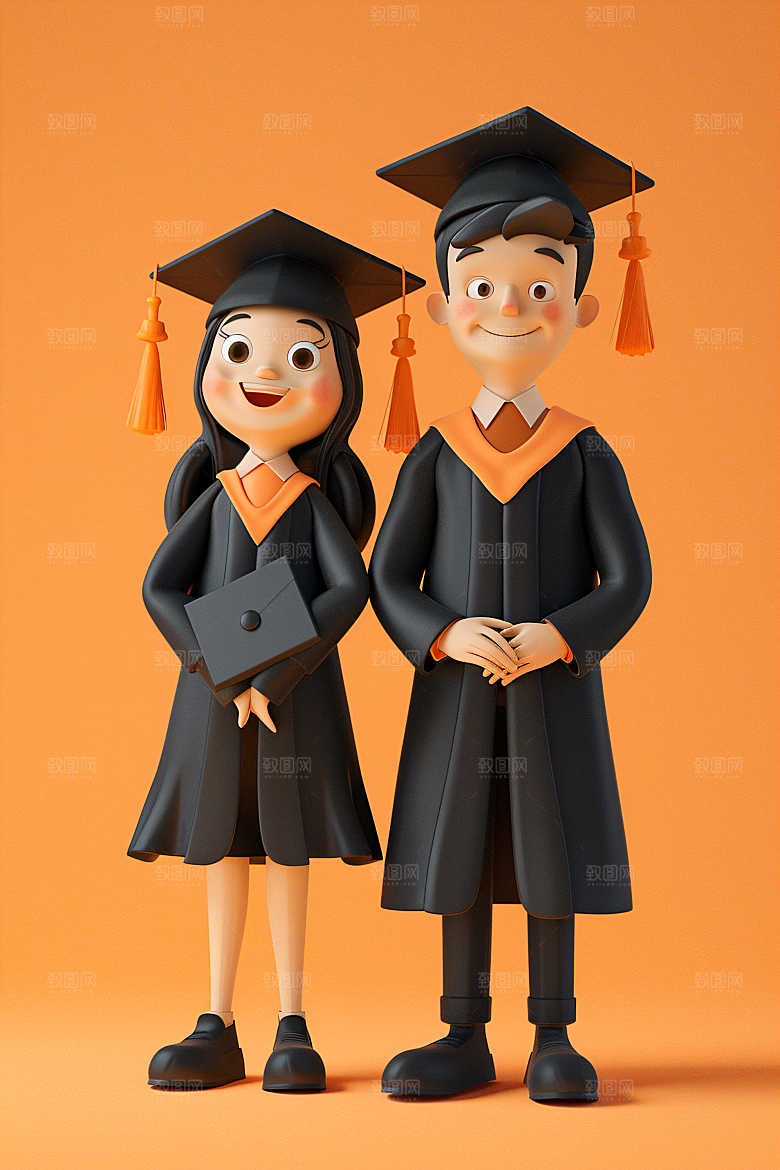 3D毕业生粘土人学生模型