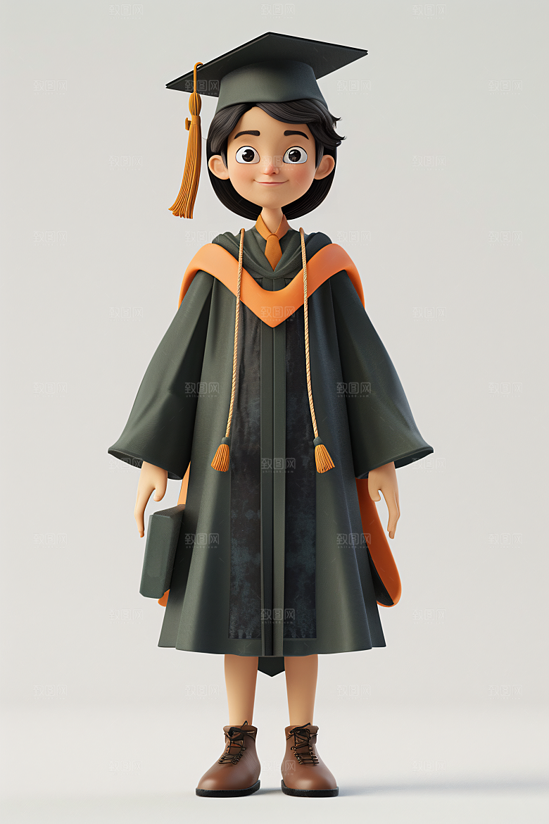 3D毕业生毕业季学生模型