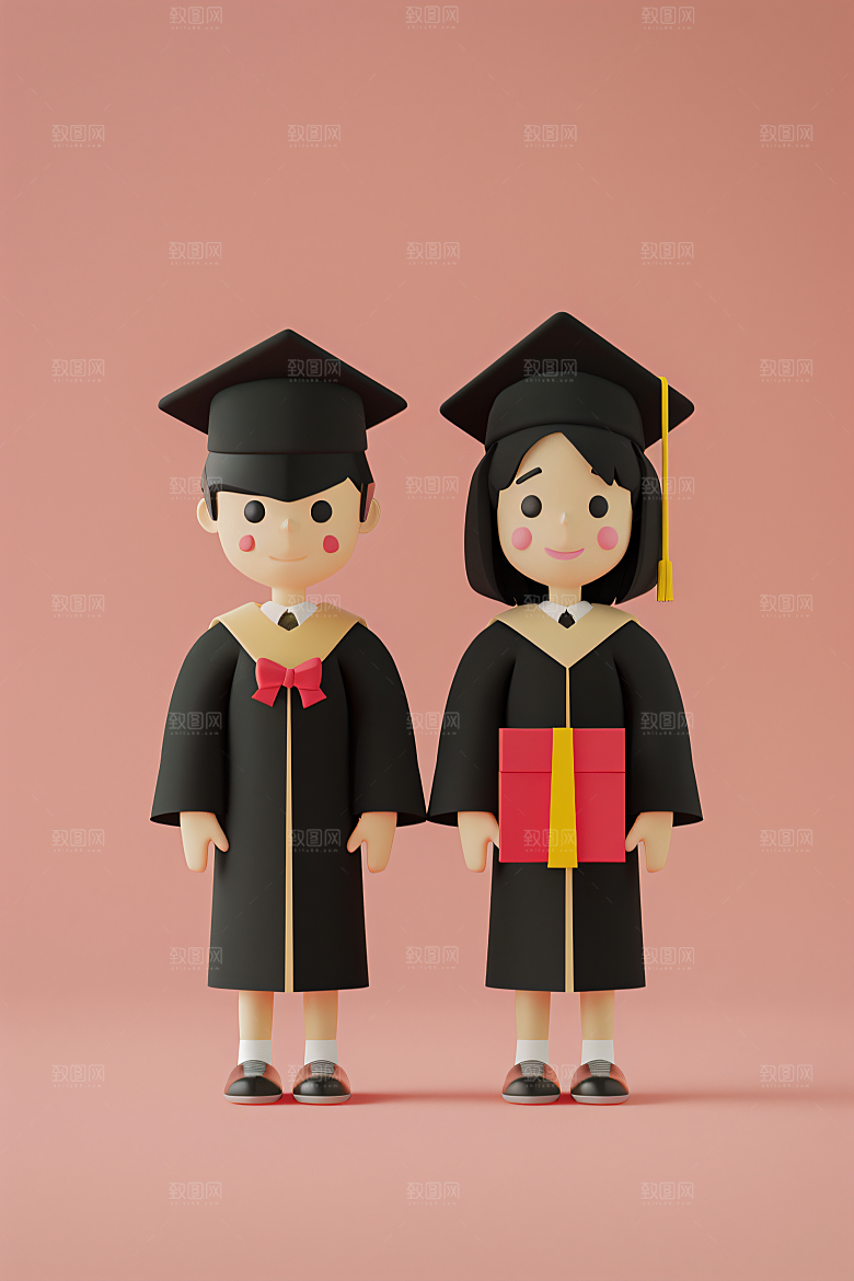 3D毕业生全身照学生模型