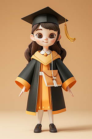 3D毕业生学生粘土人模型