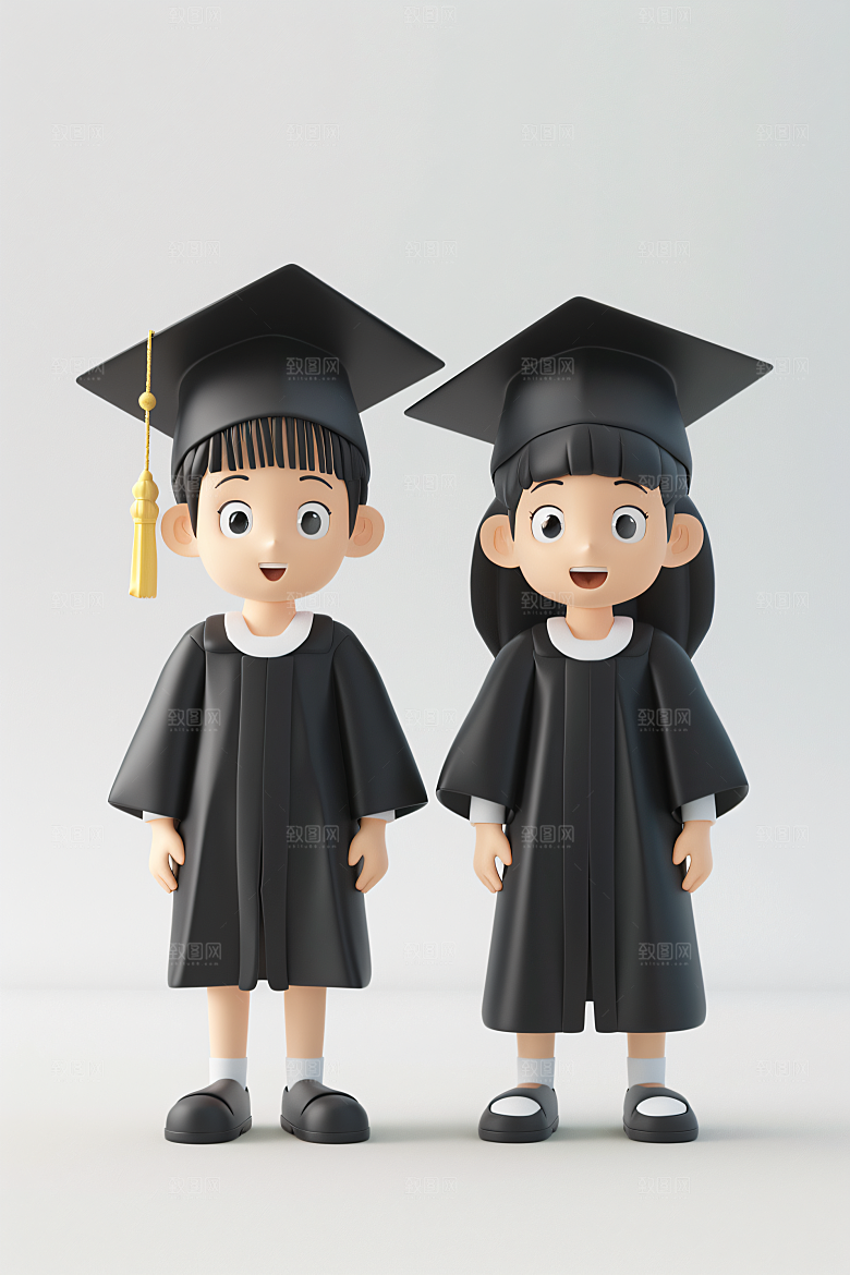 3D毕业生粘土人毕业季模型
