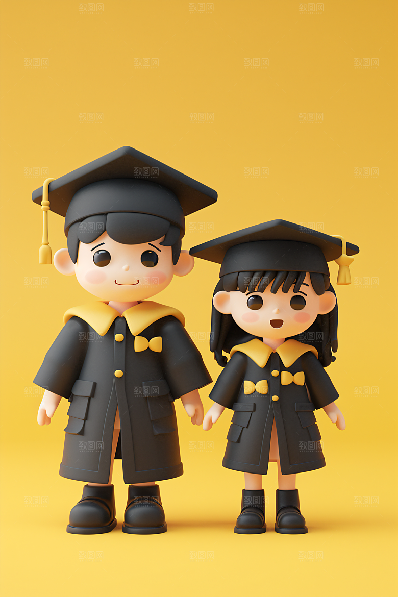 3D毕业生肖像粘土人模型