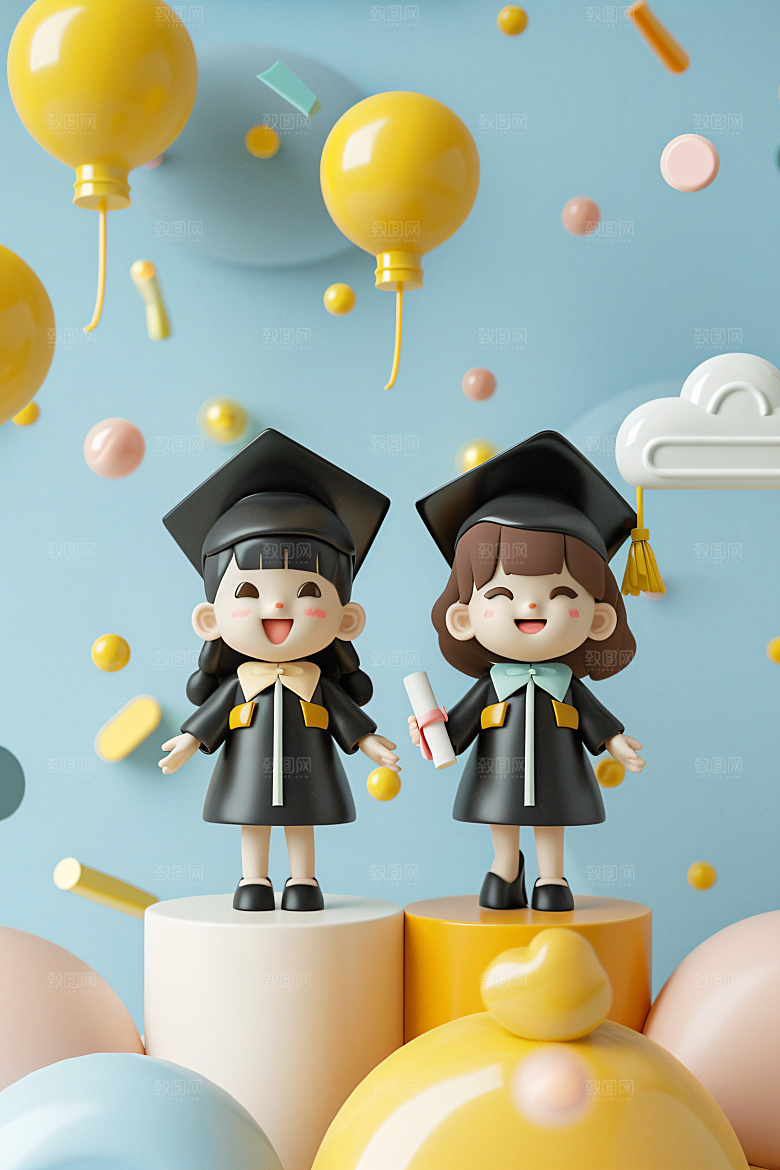 3D毕业生全身照学生模型
