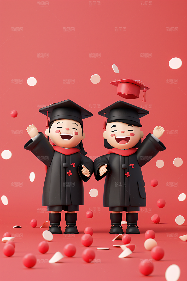 3D毕业生肖像学生模型