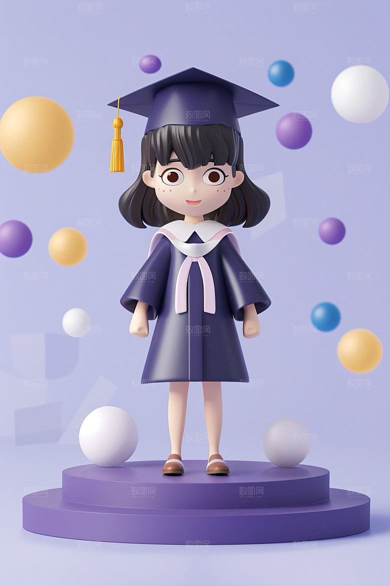 3D毕业生高清立体模型