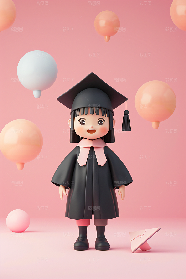 3D毕业生高清粘土人模型