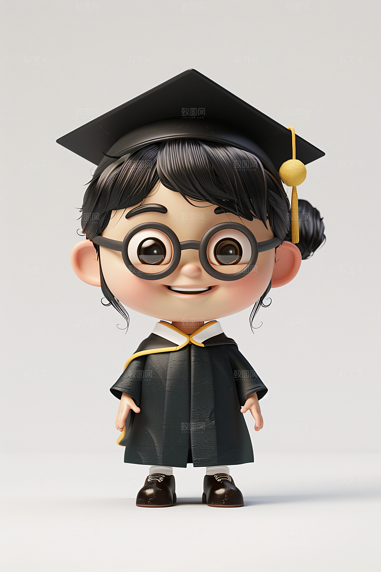 3D毕业生粘土人形象模型