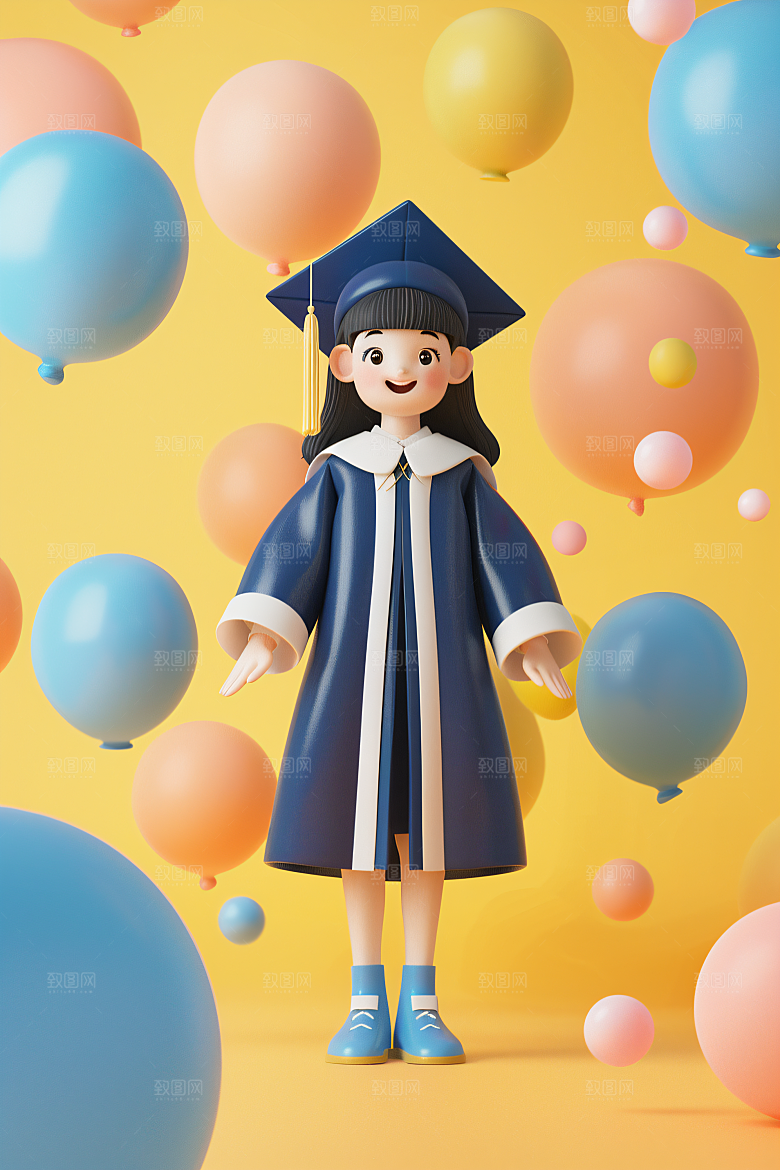 3D毕业生高清立体模型