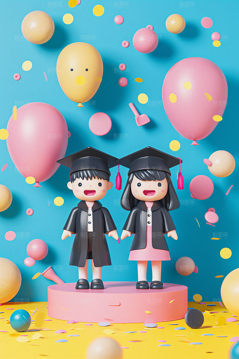 3D毕业生立体学生模型
