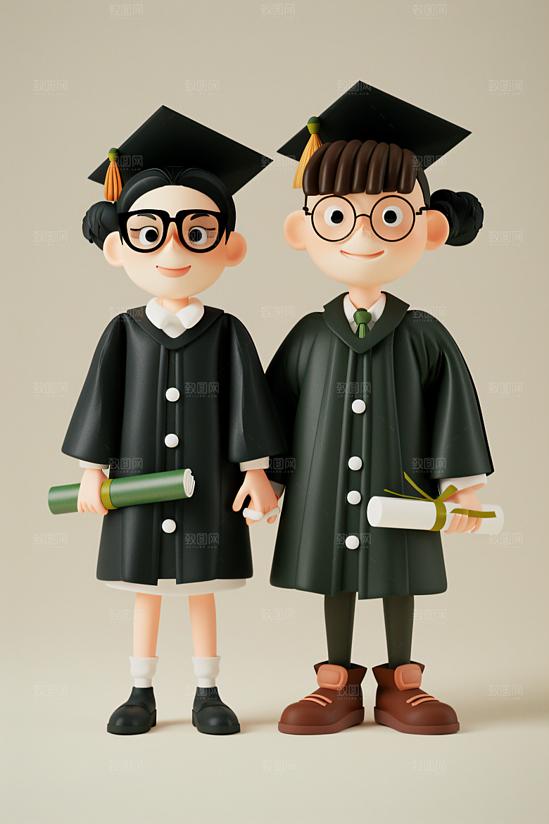 3D毕业生肖像学生模型