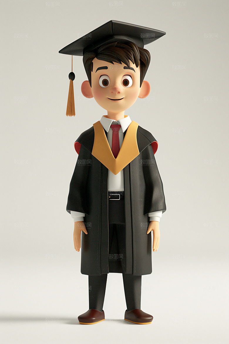 3D毕业生学生人物模型