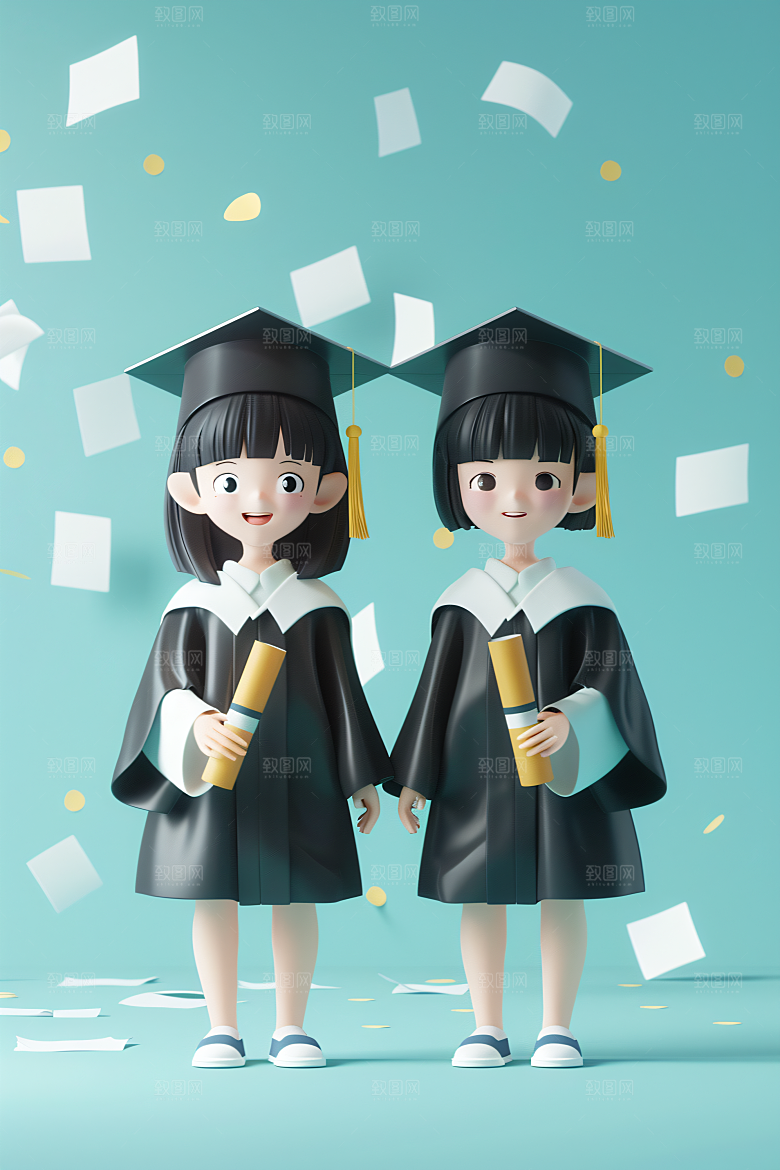 3D毕业生学生全身照模型