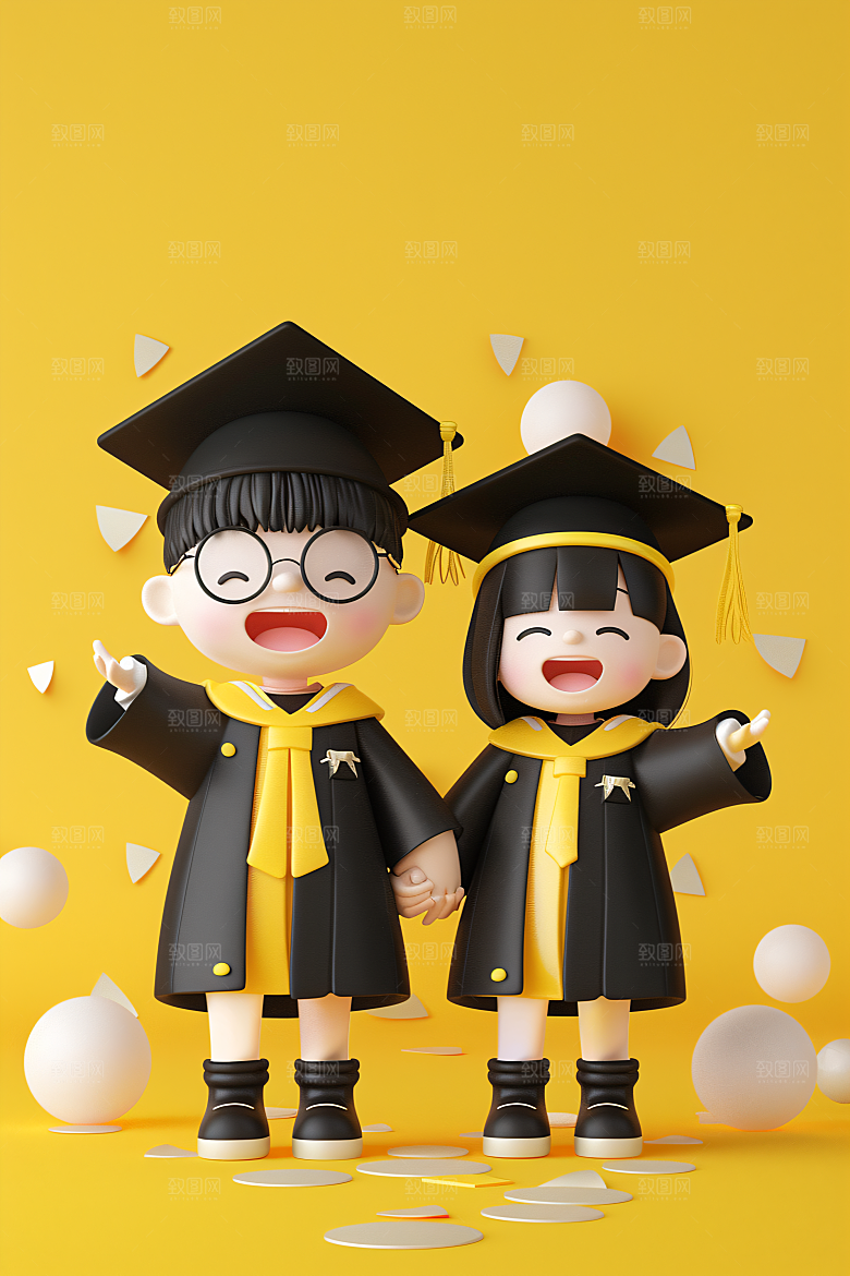 3D毕业生肖像学生模型