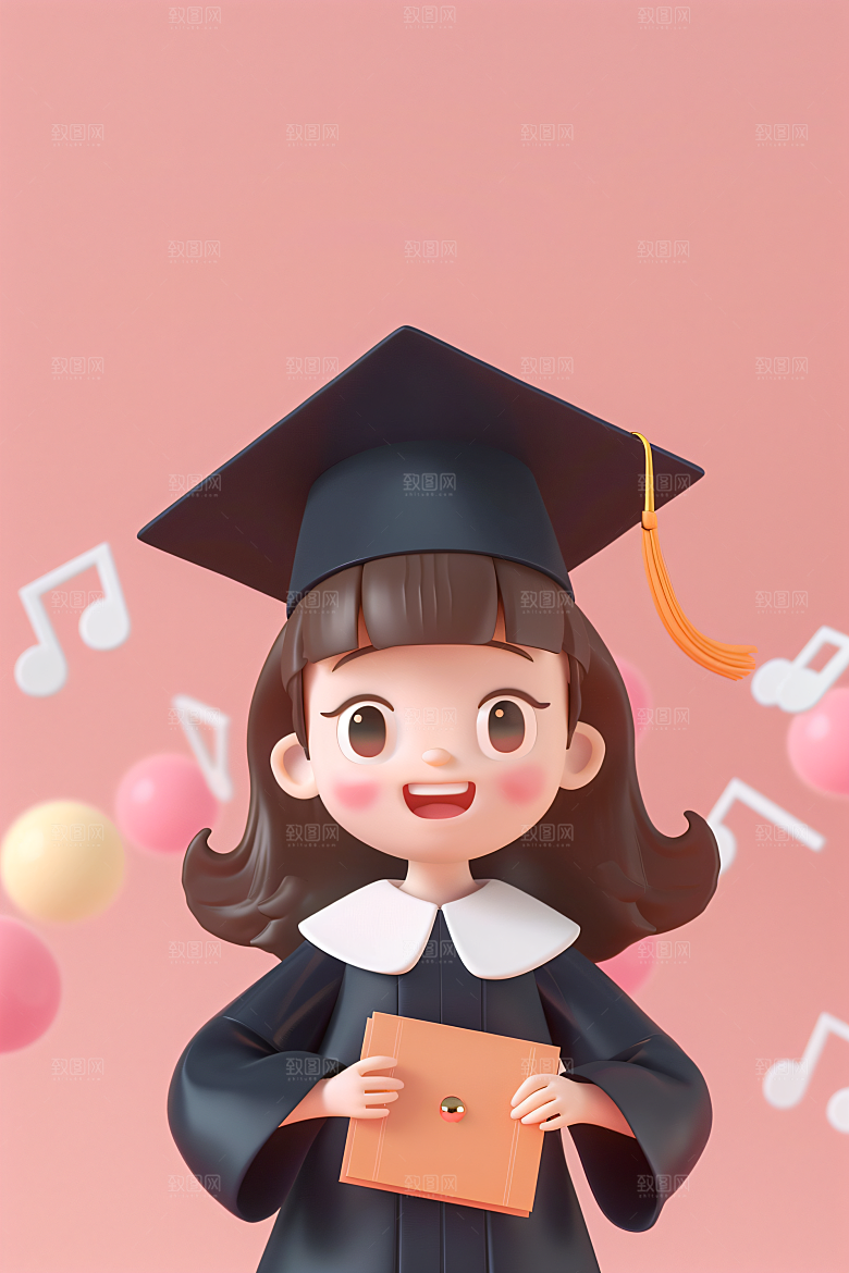 3D毕业生纯色背景C4D模型