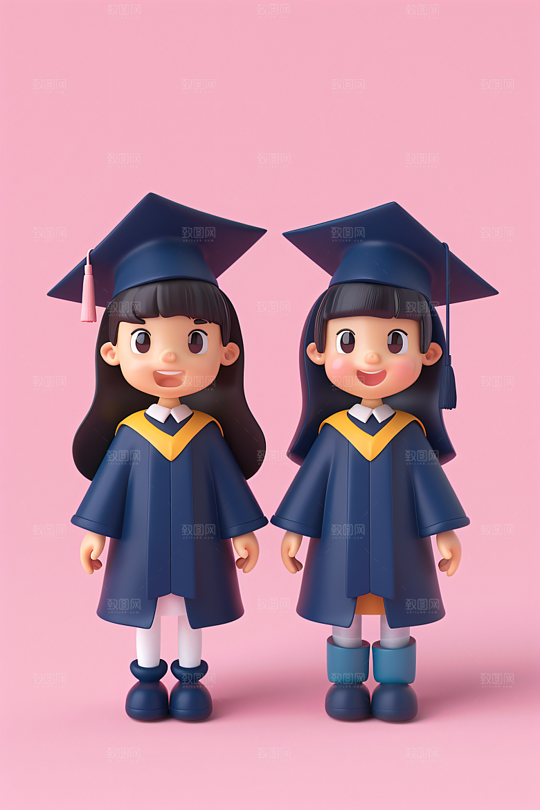 3D毕业生粘土人毕业季模型