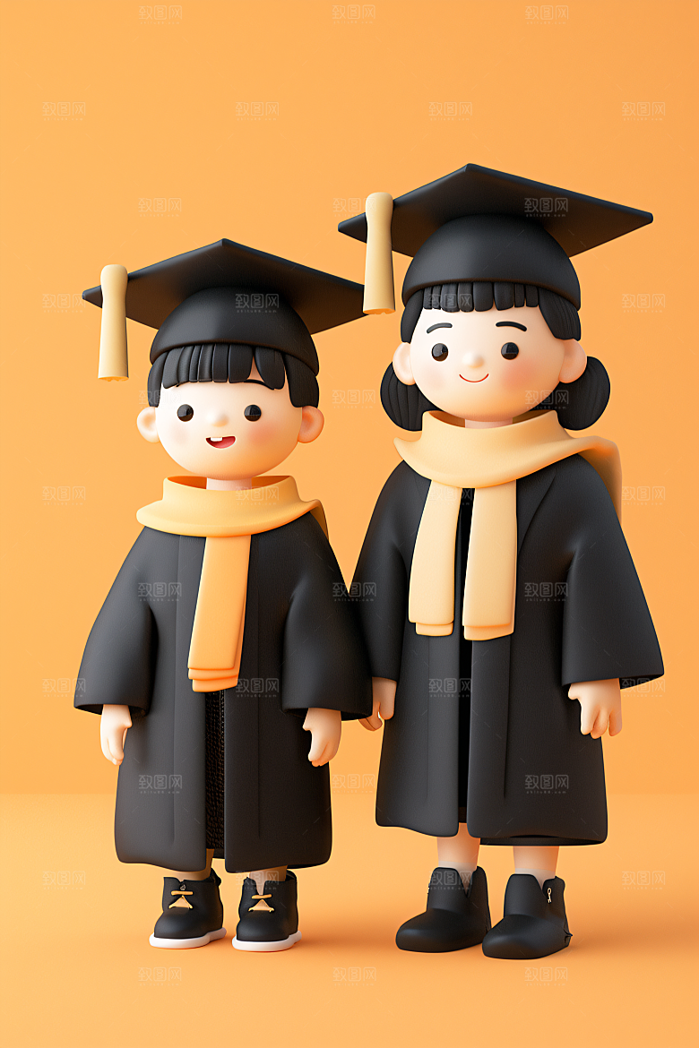 3D毕业生学生人物模型