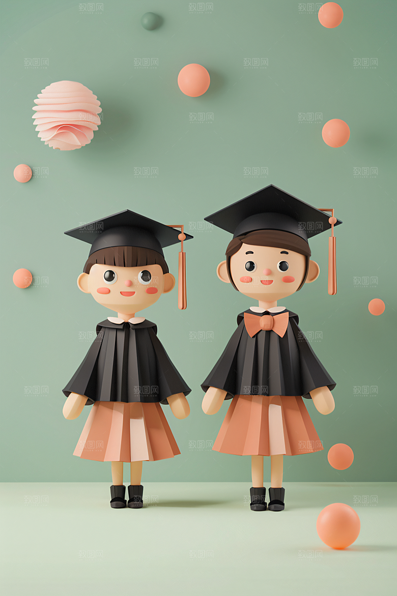 3D毕业生立体粘土人模型