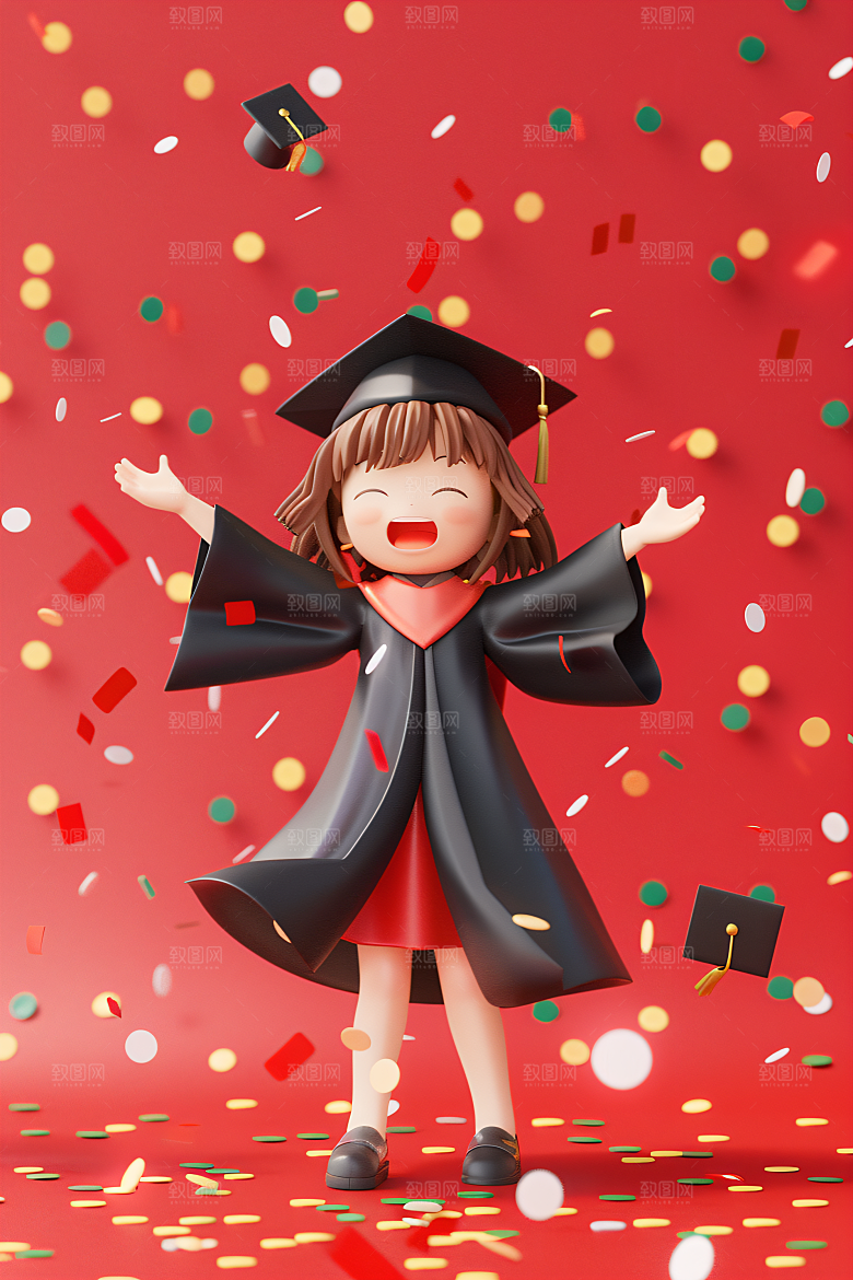 3D毕业生高清学生模型