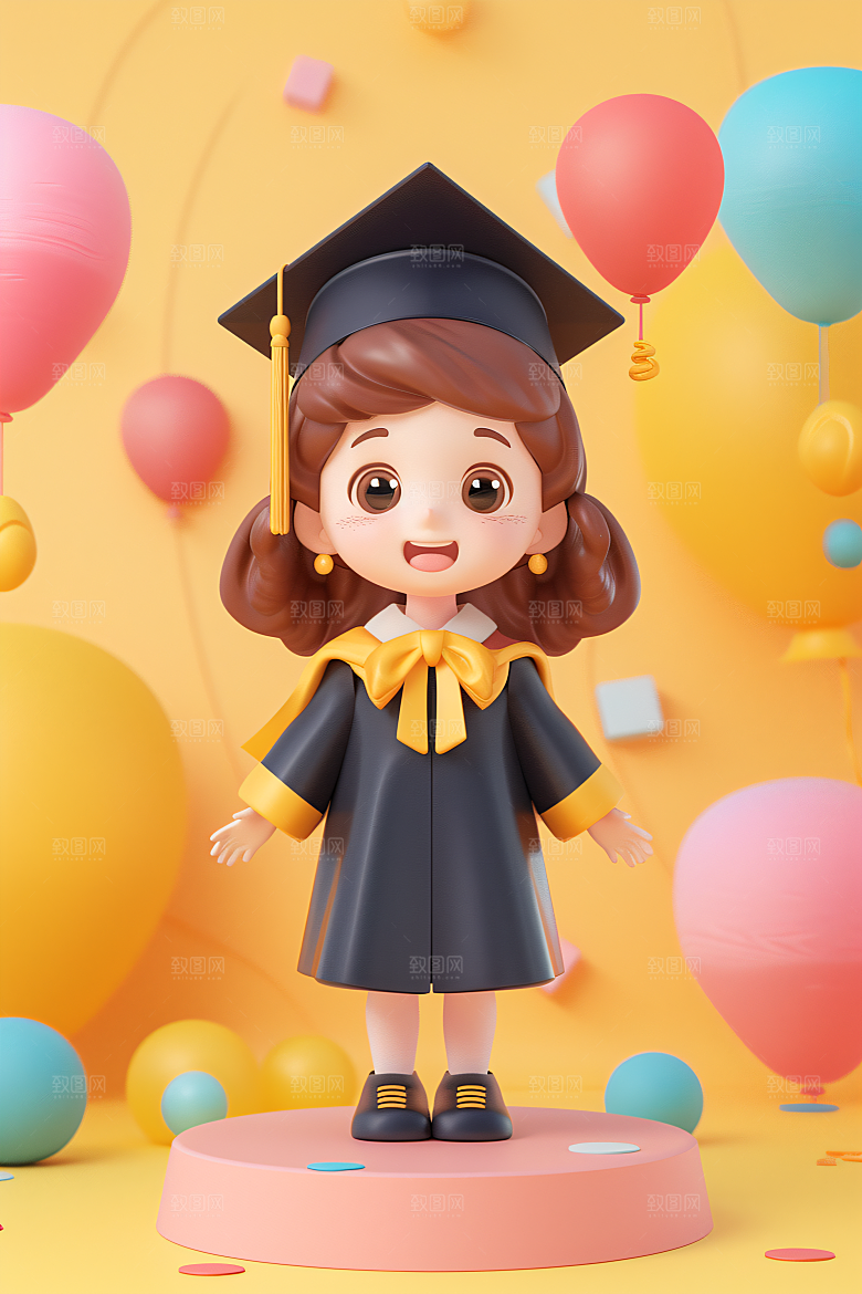 3D毕业生C4D肖像模型